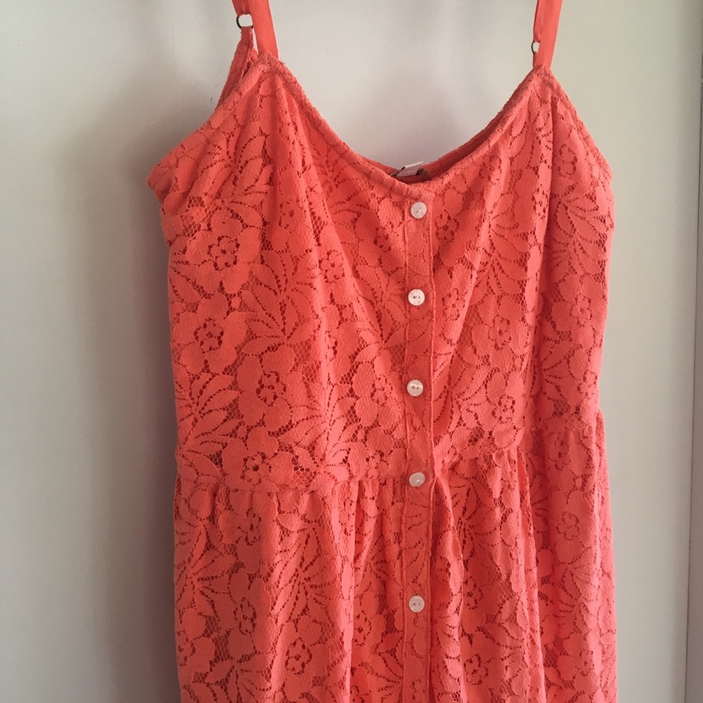 Volcom coral lace button-up dress